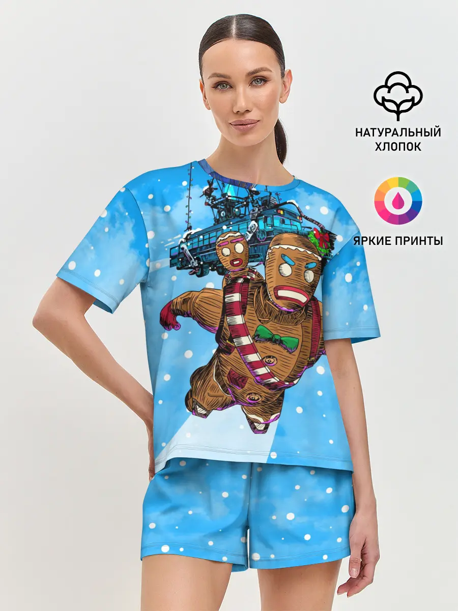 Женская пижама с шортами / Пряничный человек