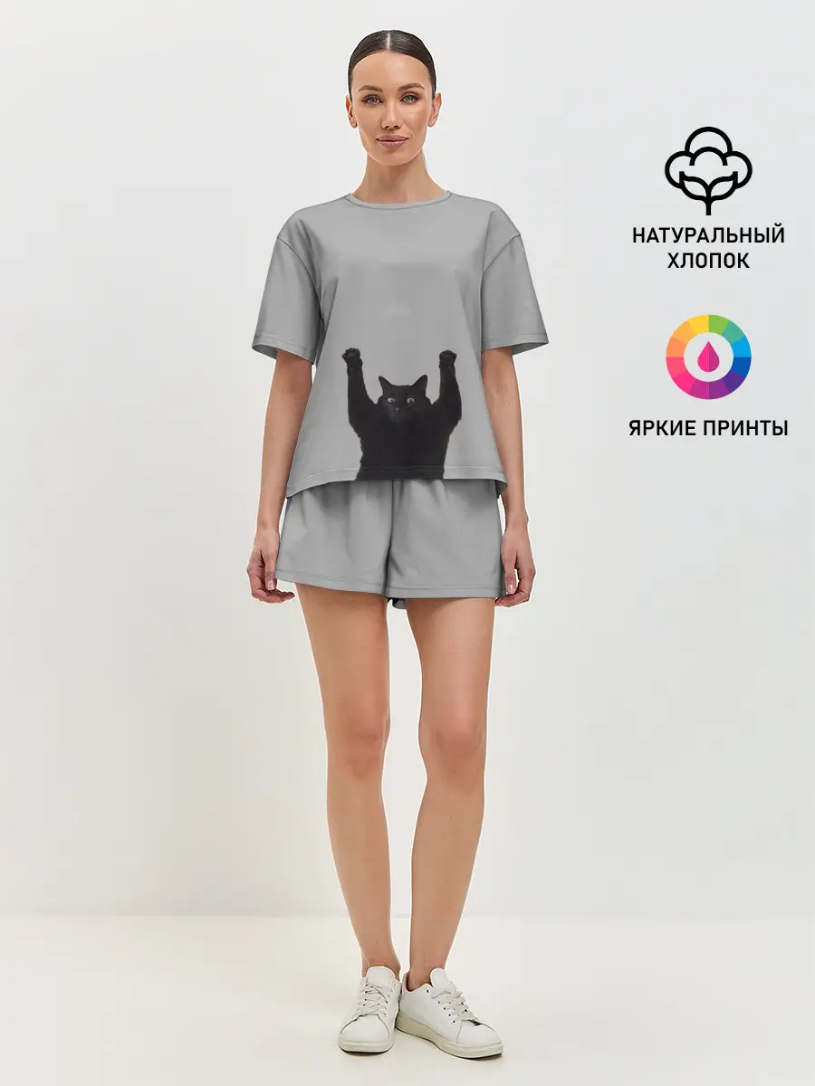 Женская пижама с шортами / Кот сдается
