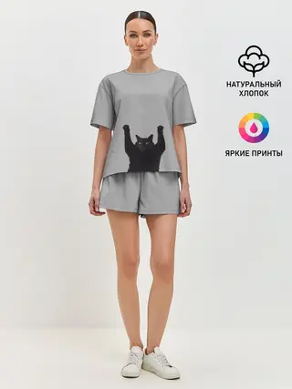 Женская пижама с шортами / Кот сдается