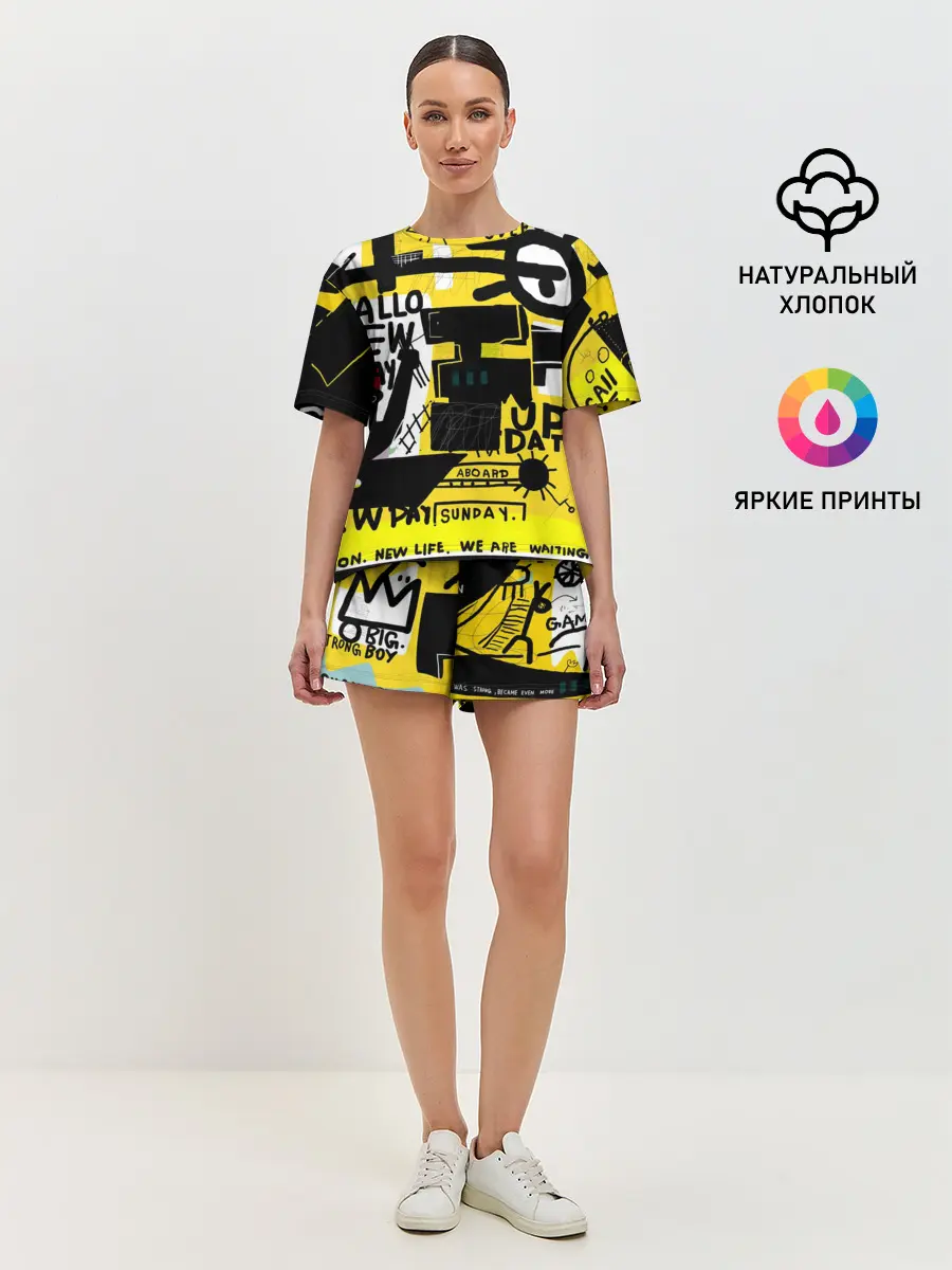 Женская пижама с шортами / абстракция