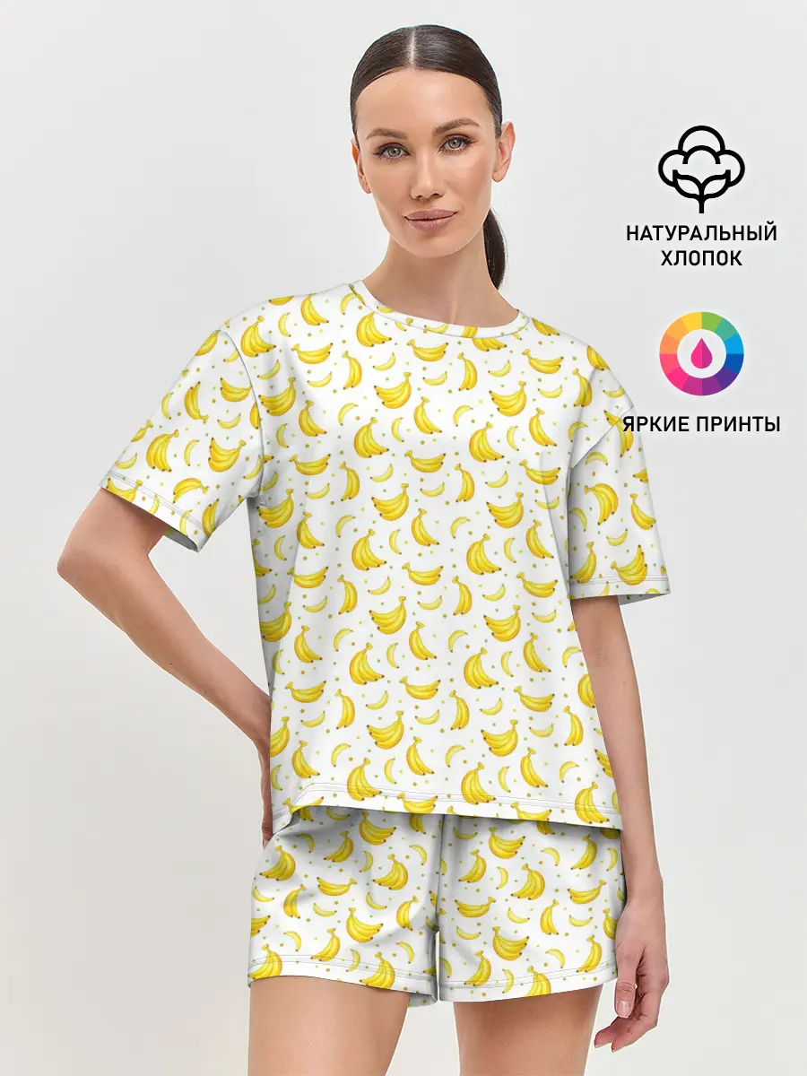 Женская пижама с шортами / Банановый рай