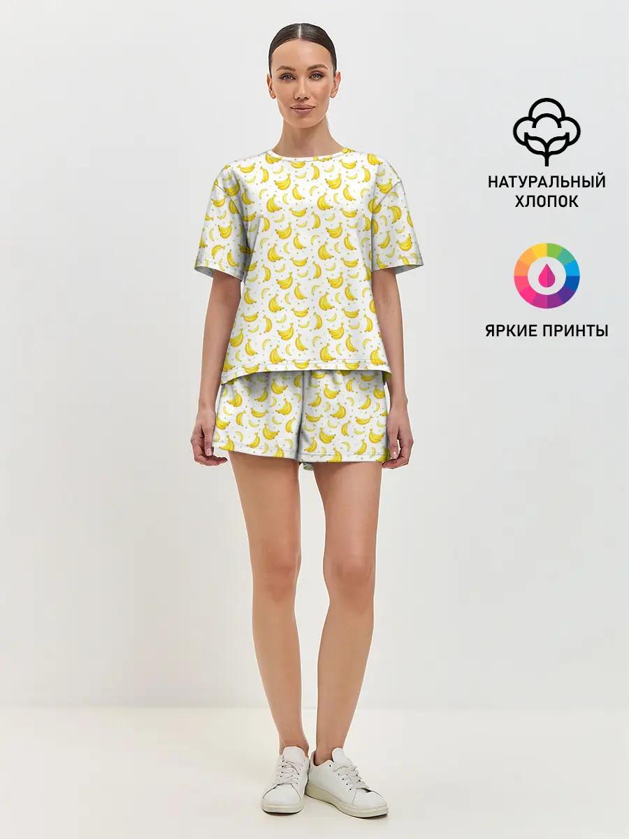 Женская пижама с шортами / Банановый рай
