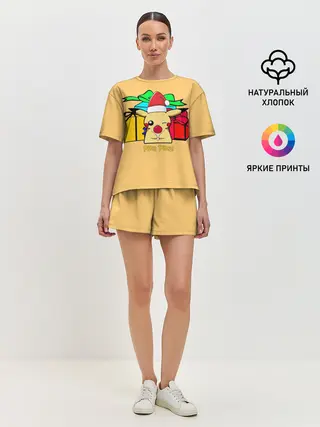 Женская пижама с шортами / New Year Pikachu