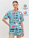Женская пижама с шортами / Новогодние Пингвины