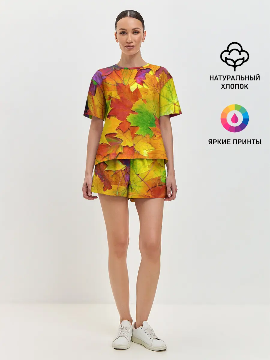 Женская пижама с шортами / Осенние листья