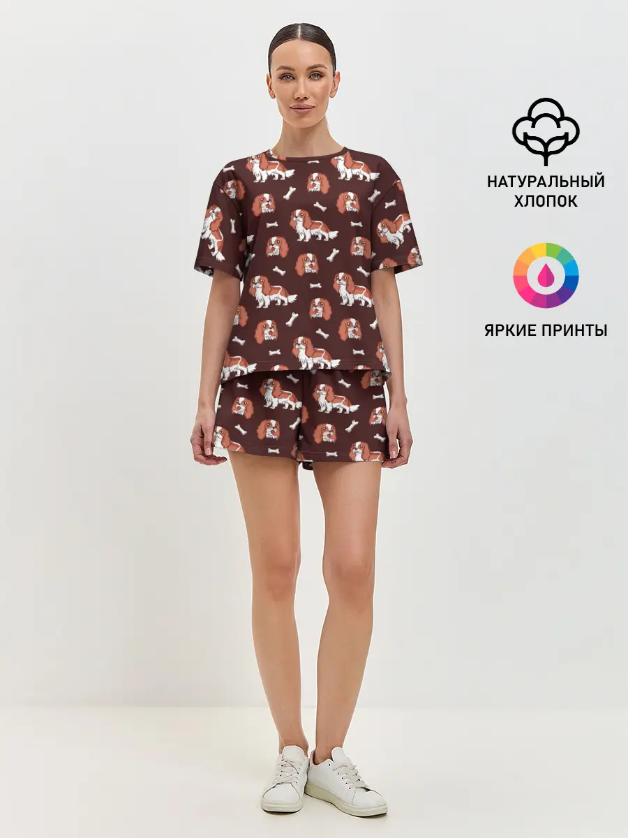 Женская пижама с шортами / Спаниели