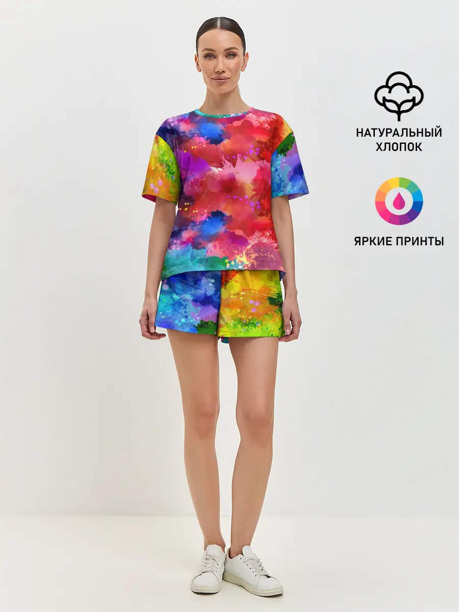 Женская пижама с шортами / Брызги красок