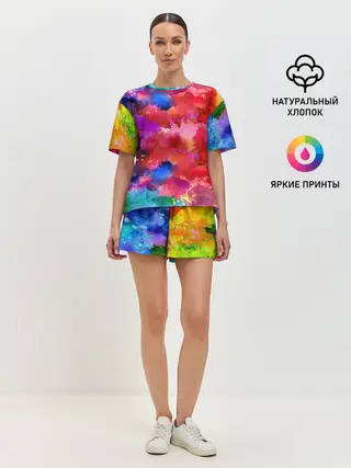 Женская пижама с шортами / Брызги красок