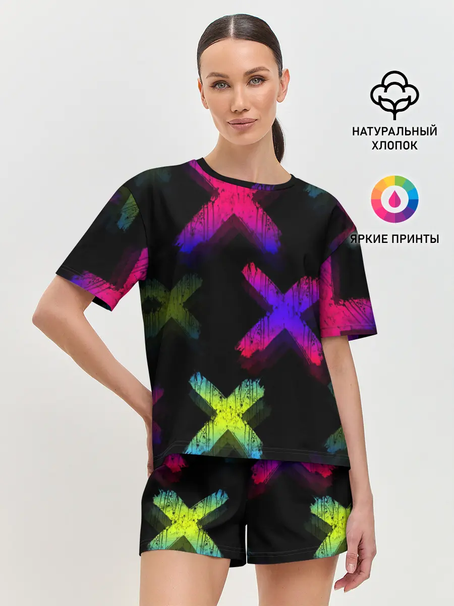 Женская пижама с шортами / Крестики