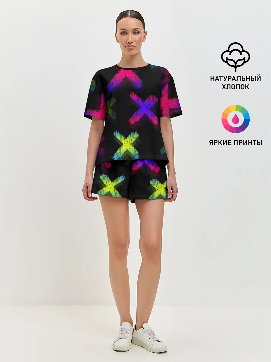 Женская пижама с шортами / Крестики