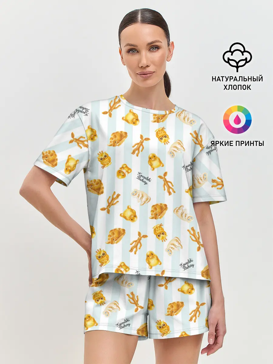 Женская пижама с шортами / Baked Goods Pattern