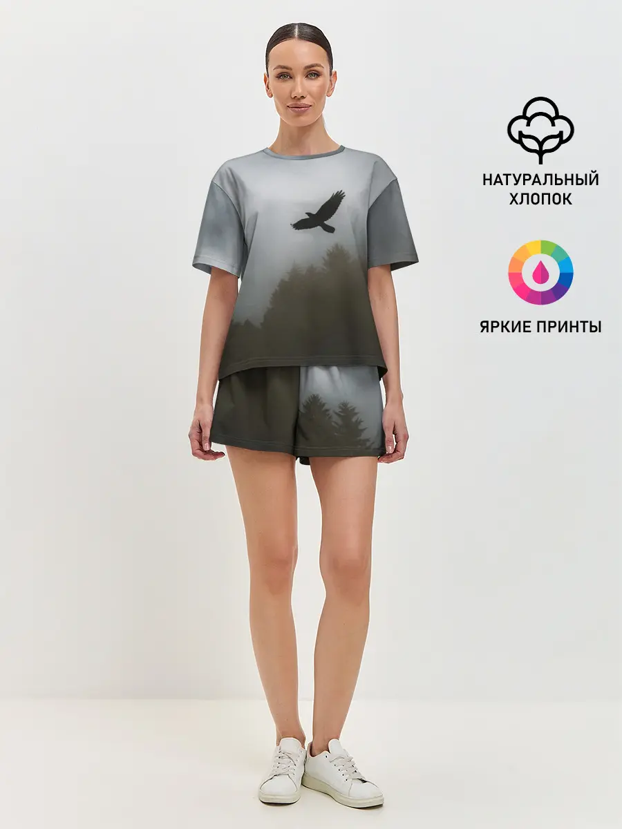 Женская пижама с шортами / Орёл над лесом