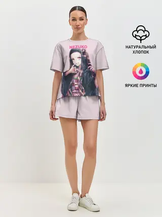 Женская пижама с шортами / Незуко зубы