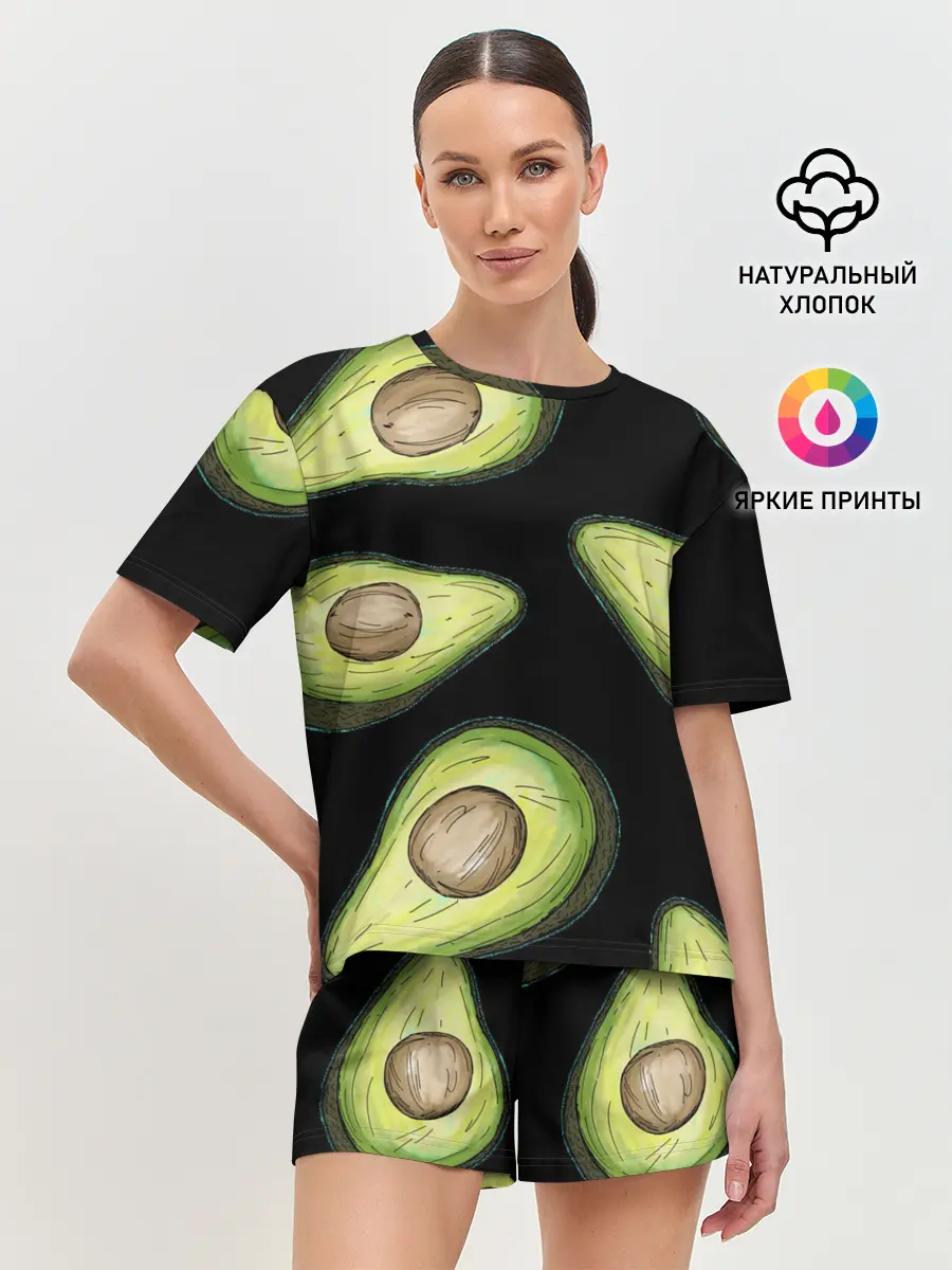 Женская пижама с шортами / Авокадо