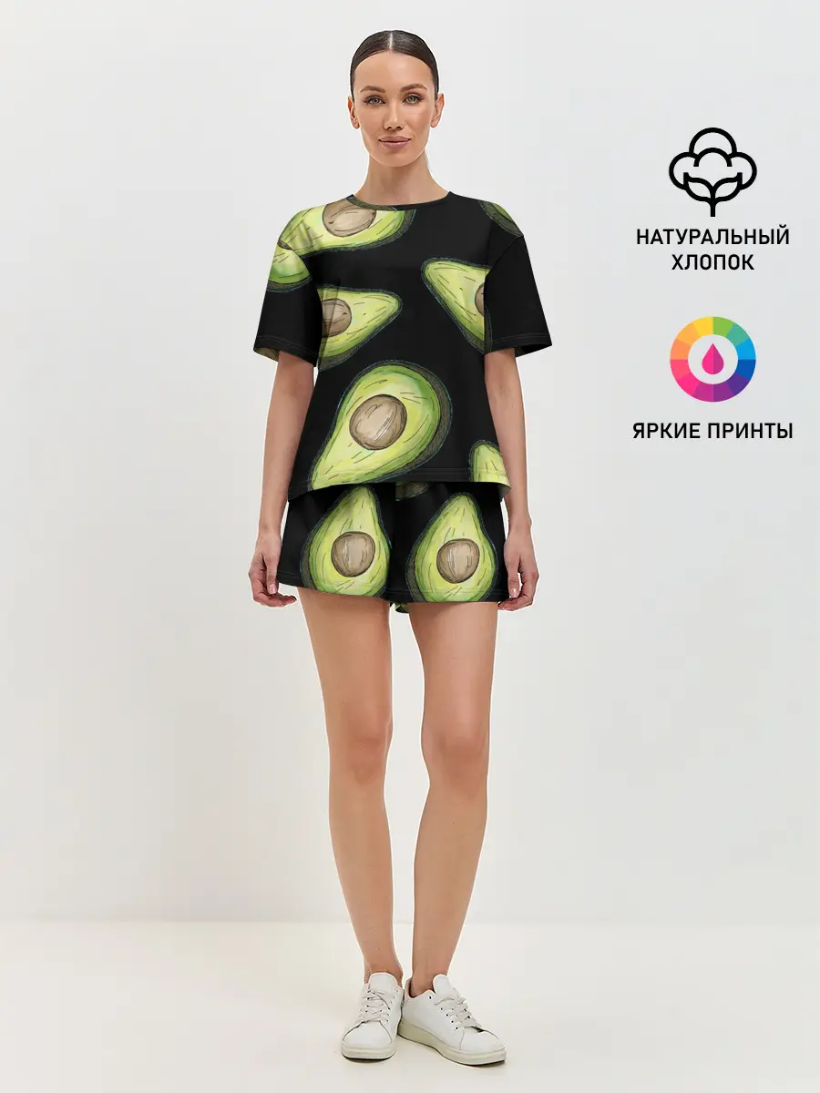 Женская пижама с шортами / Авокадо