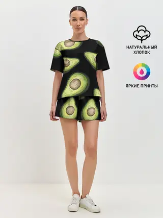 Женская пижама с шортами / Авокадо