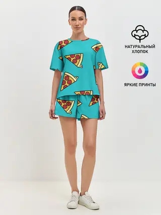 Женская пижама с шортами / пицца