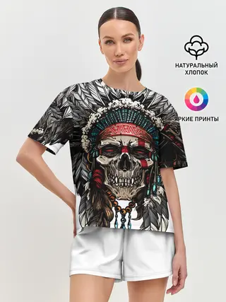 Женская пижама с шортами / Череп индейца