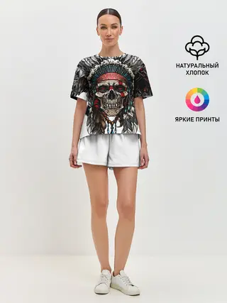 Женская пижама с шортами / Череп индейца