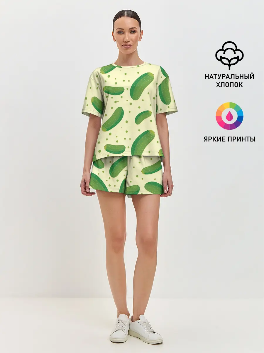Женская пижама с шортами / Огурчики