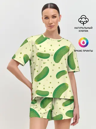 Женская пижама с шортами / Огурчики