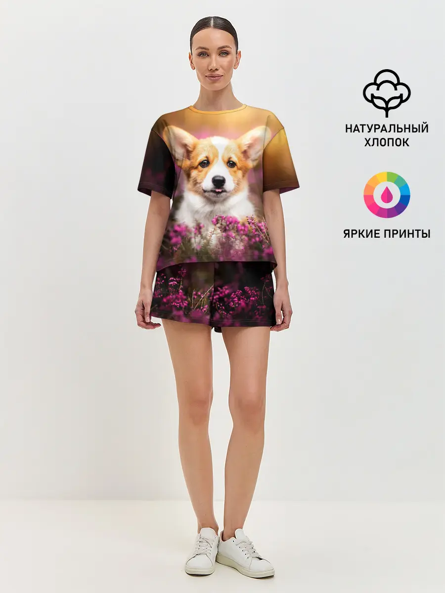 Женская пижама с шортами / Вельш-корги