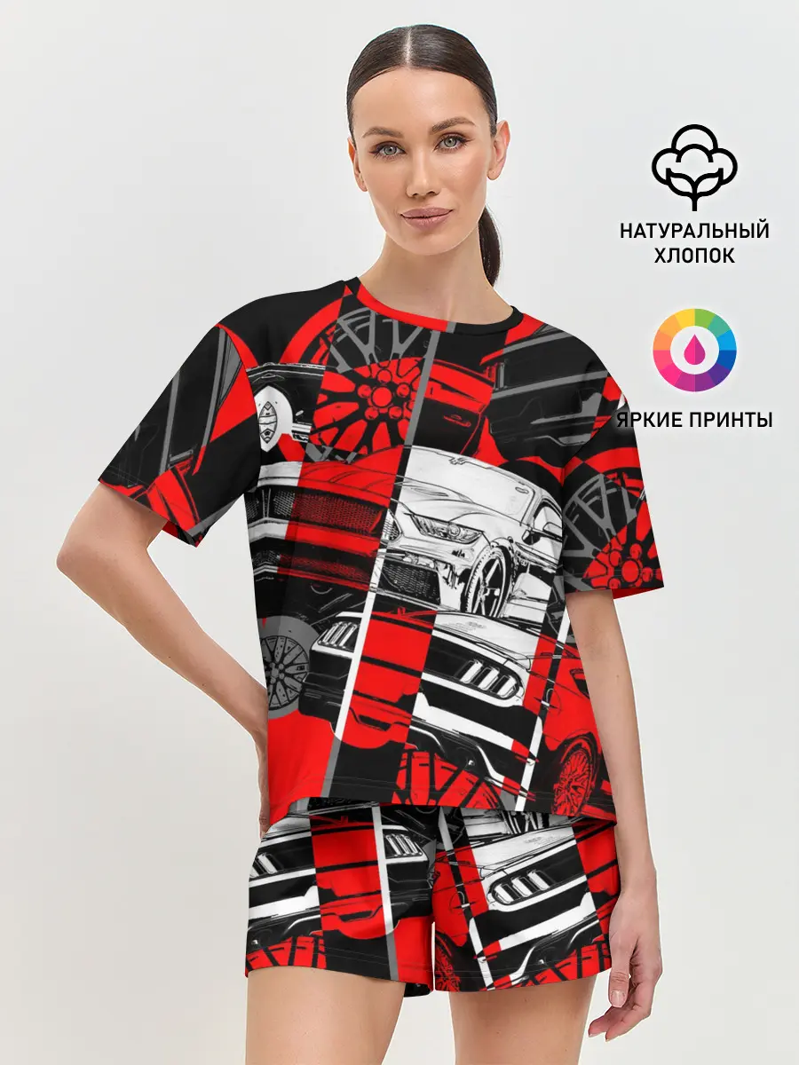 Женская пижама с шортами / Автомобили