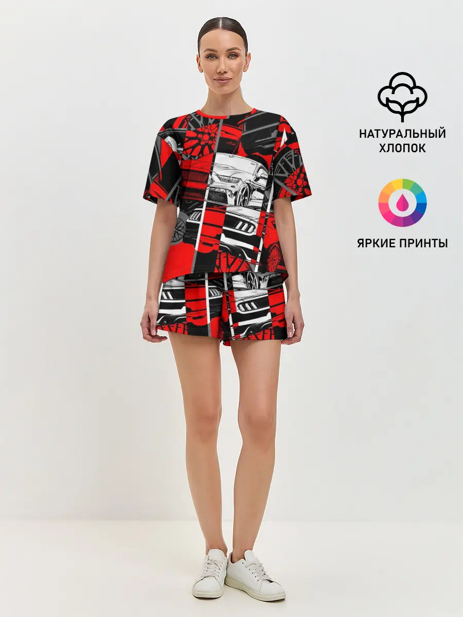 Женская пижама с шортами / Автомобили