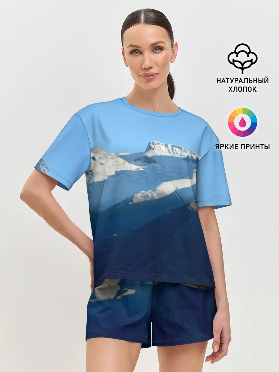 Женская пижама с шортами / Снежные горы