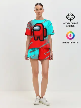 Женская пижама с шортами / AMONG US - Impostor/Crewmate