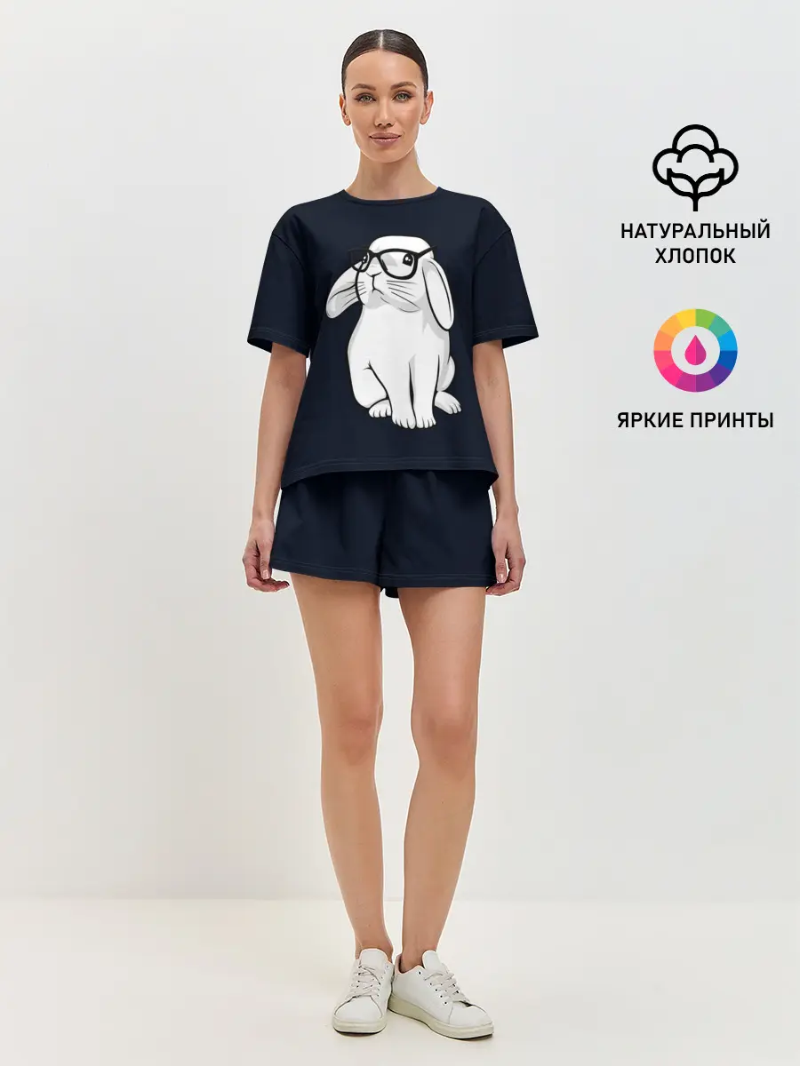 Женская пижама с шортами / Кролик Хипстер