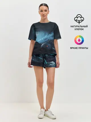 Женская пижама с шортами / Космонавт