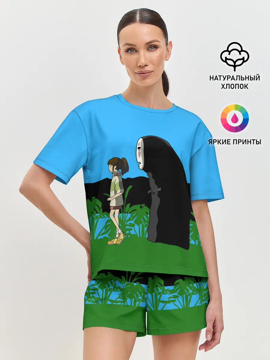 Женская пижама с шортами / Тихиро гуляет с Каонаси