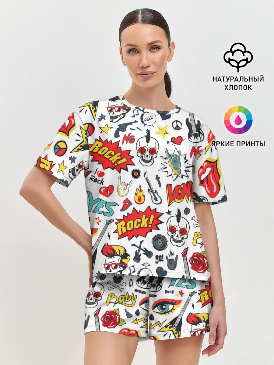 Женская пижама с шортами / Я ЛЮБЛЮ РОК