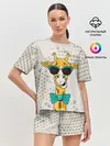 Женская пижама с шортами / ЖИРАФ ХИПСТЕР