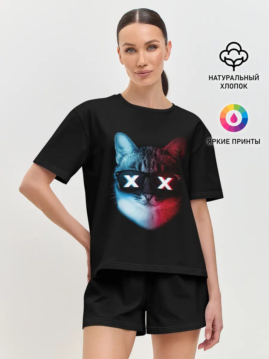 Женская пижама с шортами / Кот XX