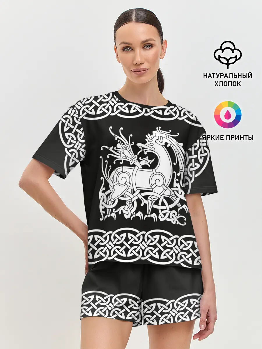 Женская пижама с шортами / Рингерике олень белый 3D