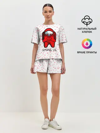 Женская пижама с шортами / AMONG US - СЕРДЕЧКО