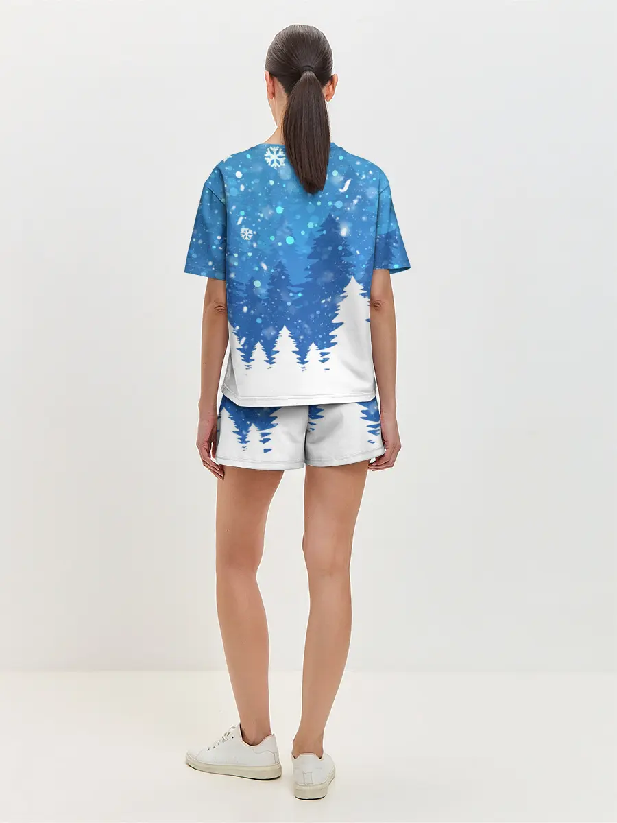 Женская пижама с шортами / Новогодний Манкрафт на коне