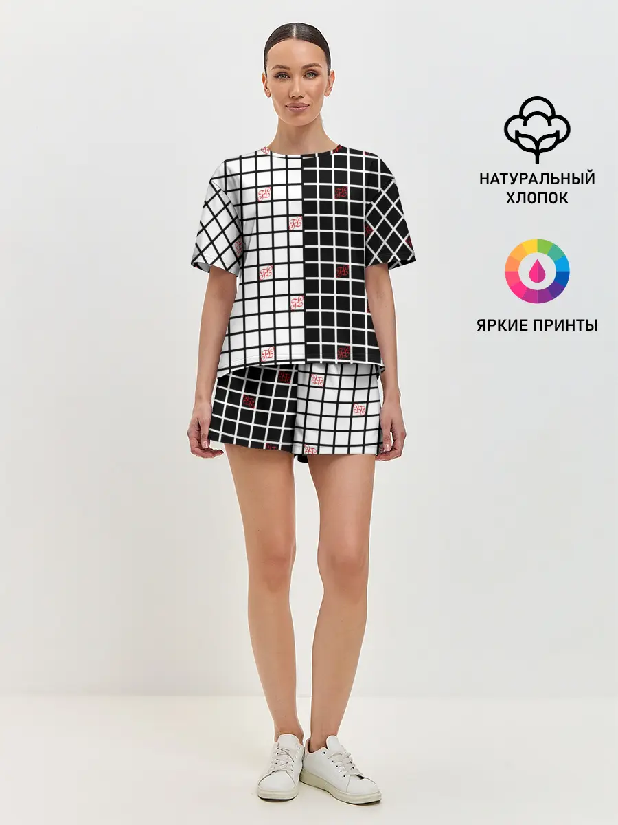 Женская пижама с шортами / Разносторонняя сетка Fumrre