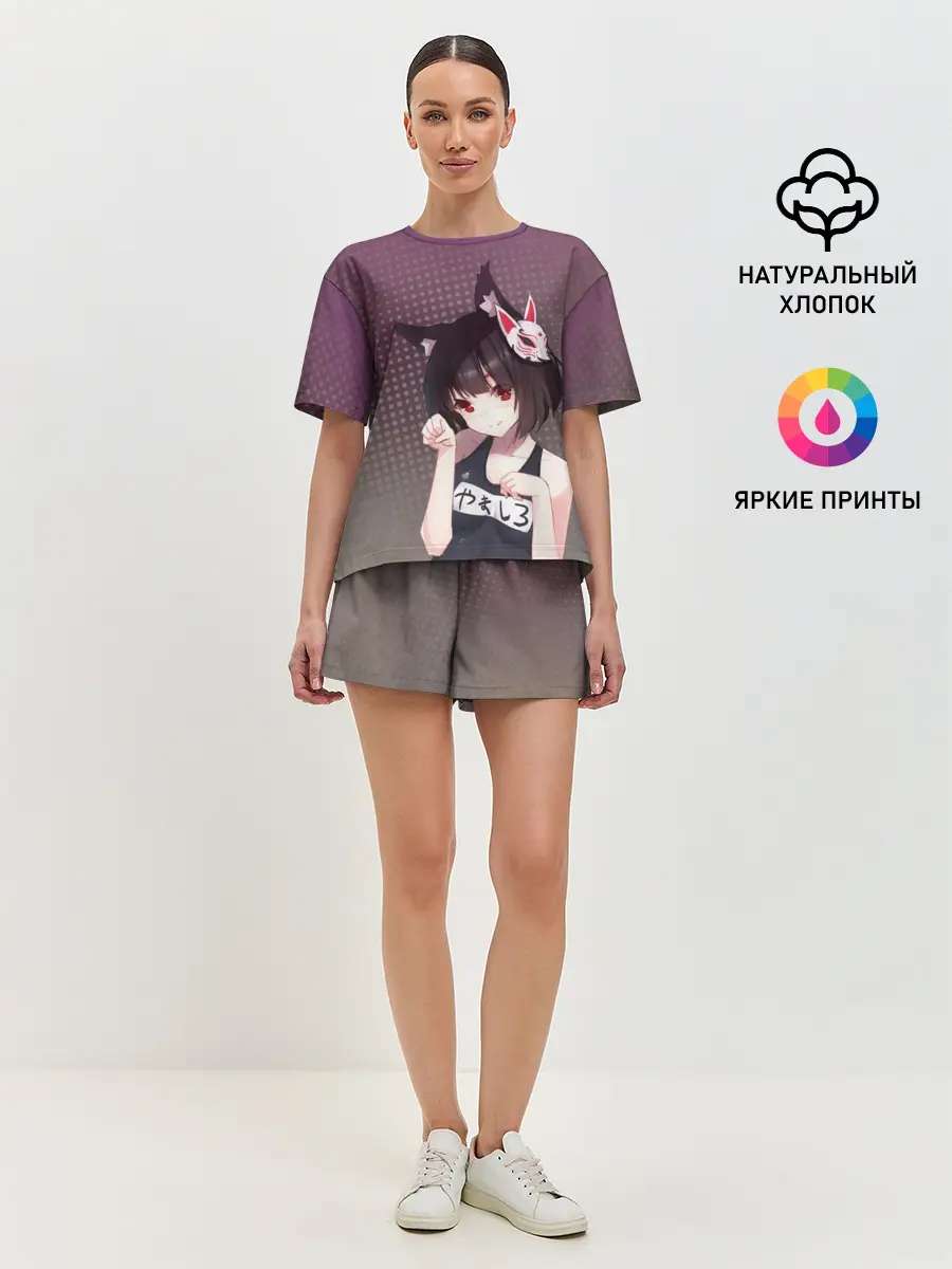 Женская пижама с шортами / Azur Lane. Лазурный. Девушка