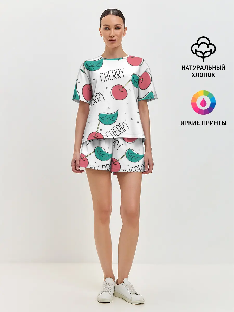 Женская пижама с шортами / Вишенки Cherry