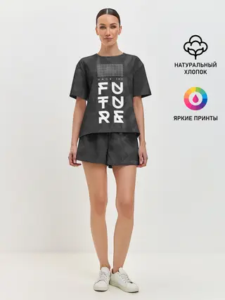 Женская пижама с шортами / Надпись Hack the future