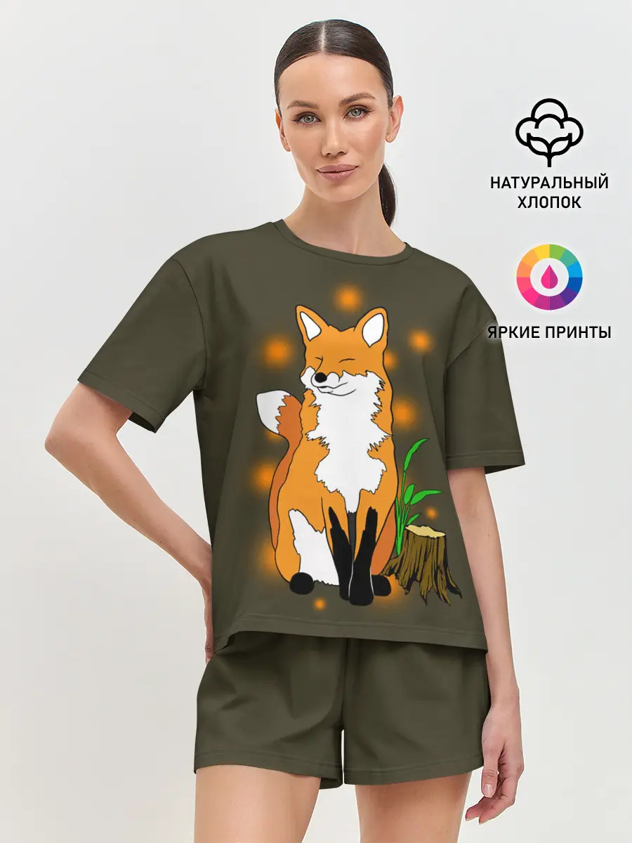 Женская пижама с шортами / Лиса в лесу