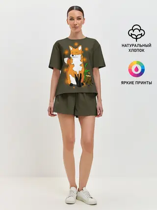 Женская пижама с шортами / Лиса в лесу