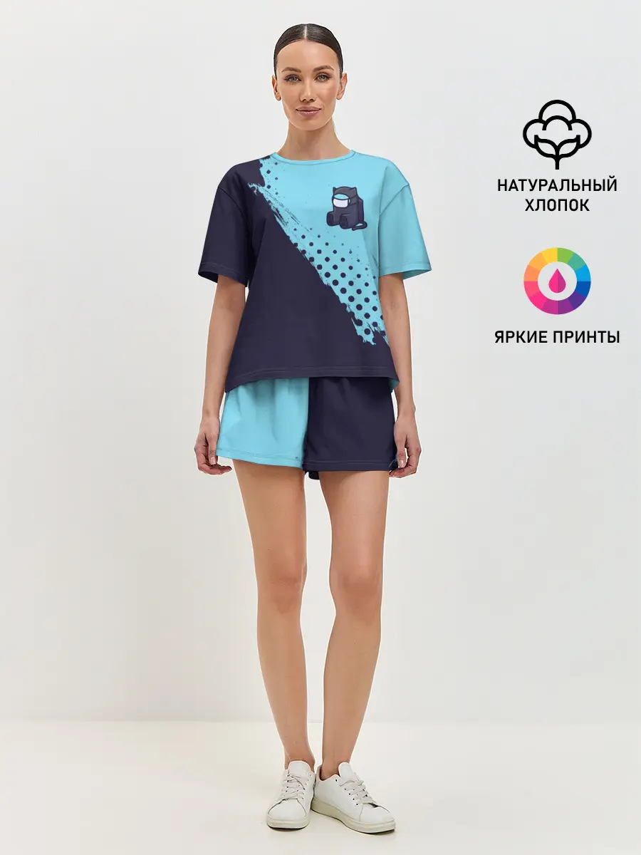 Женская пижама с шортами / AMONG US - Черный Котик