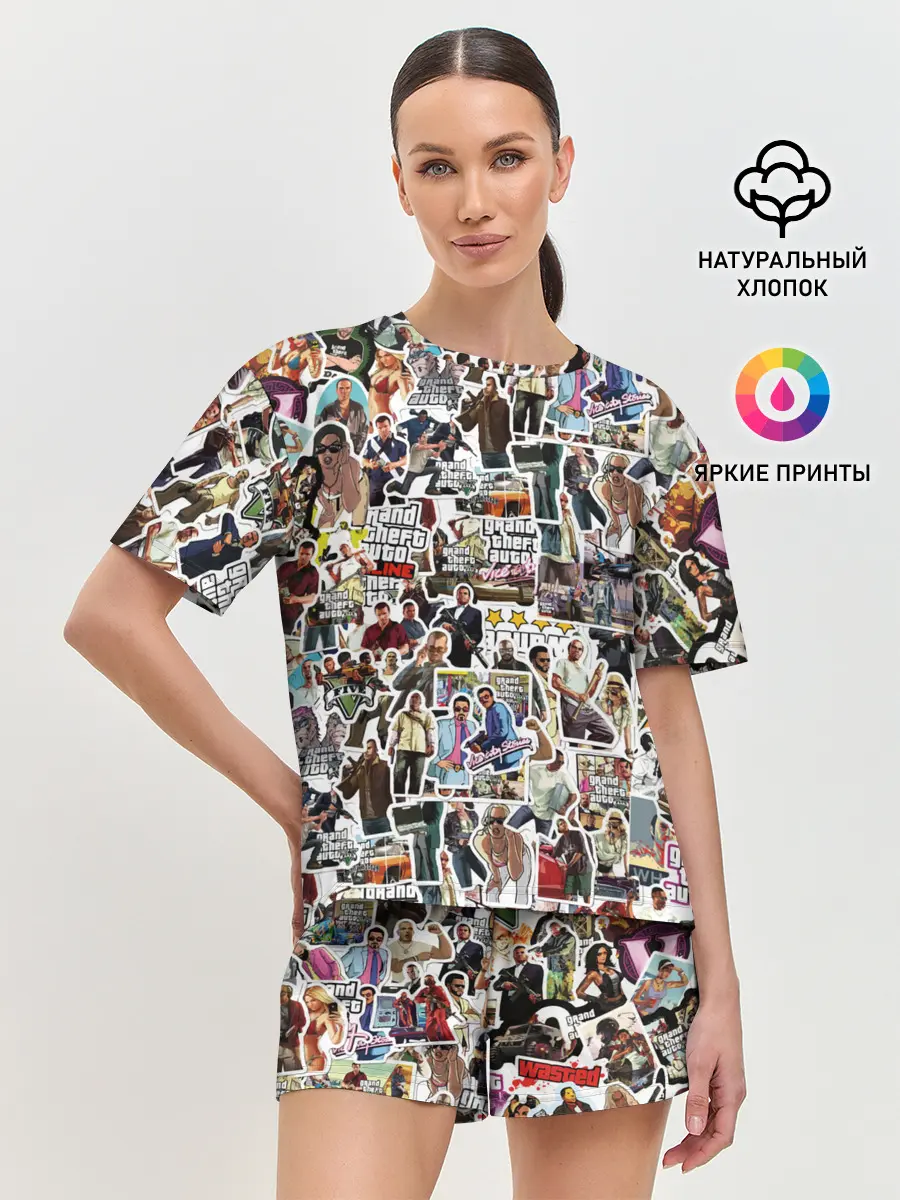 Женская пижама с шортами / GTA Sticker Bombing