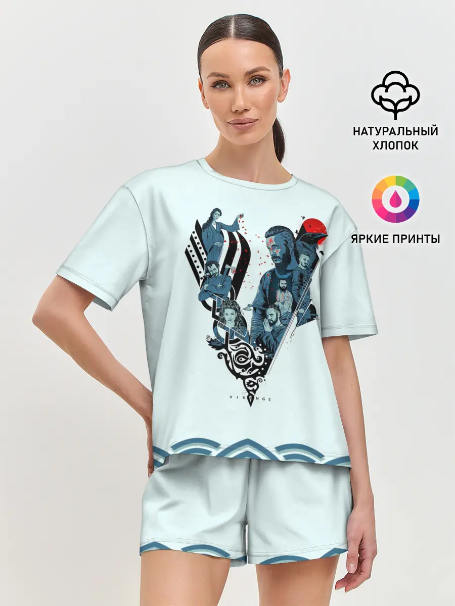 Женская пижама с шортами / Викинги