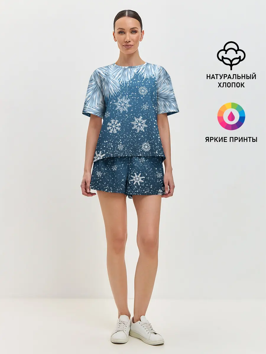 Женская пижама с шортами / Снежное Настроенние