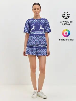 Женская пижама с шортами / Олени